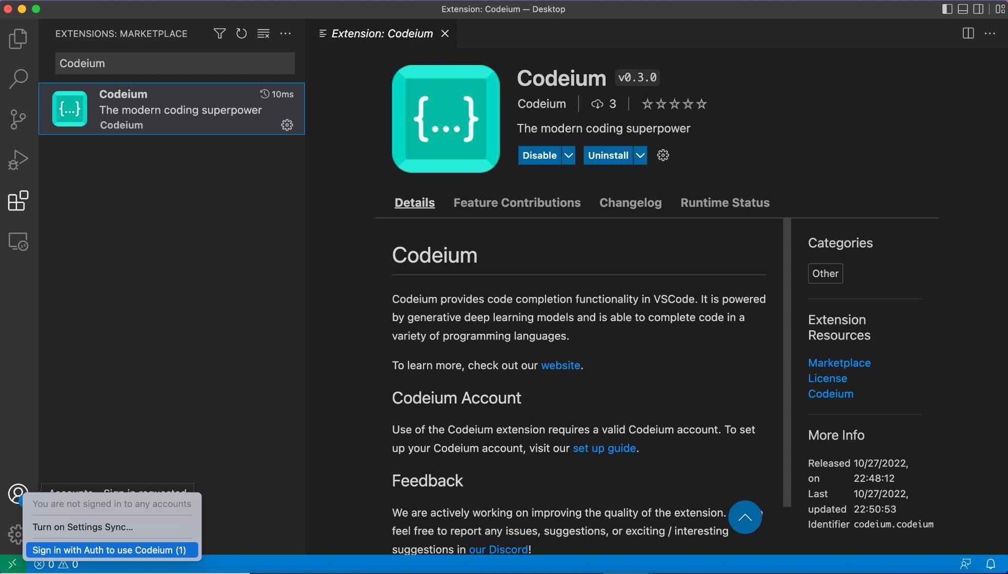 Another excellent example of AI-enabled visual studio code pair programming is Codeium.